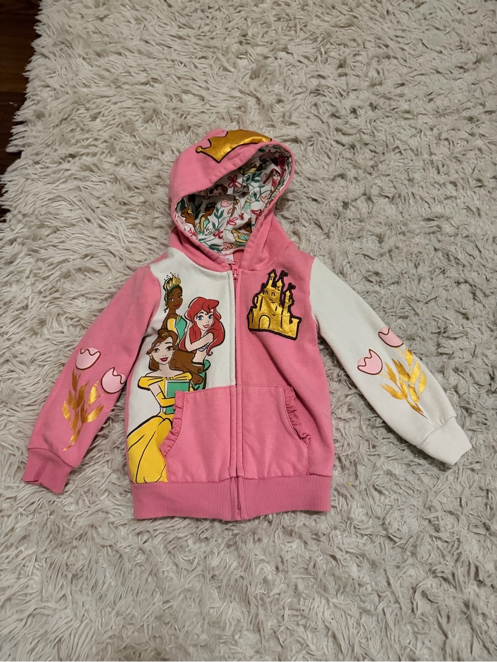 Girls' Pink Disney Princess Zip Hoodie Size 4T
